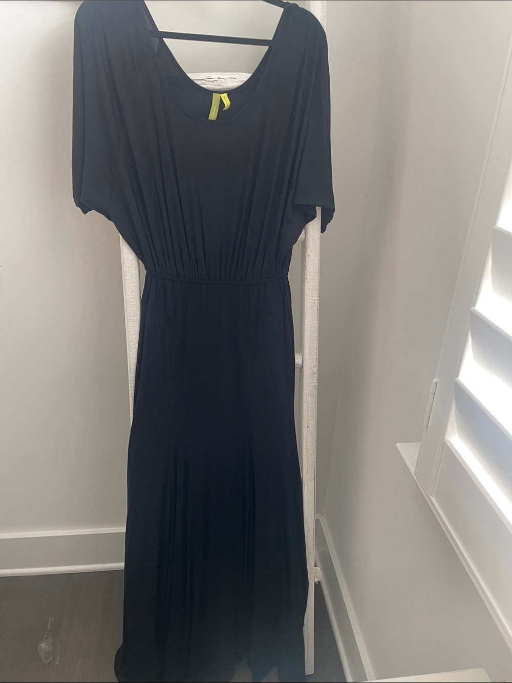 Green Dragon Black Maxi Dress with Scoop Neck